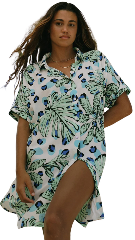 Havana Printed Shirt Dress. Style TR5881XX-3880