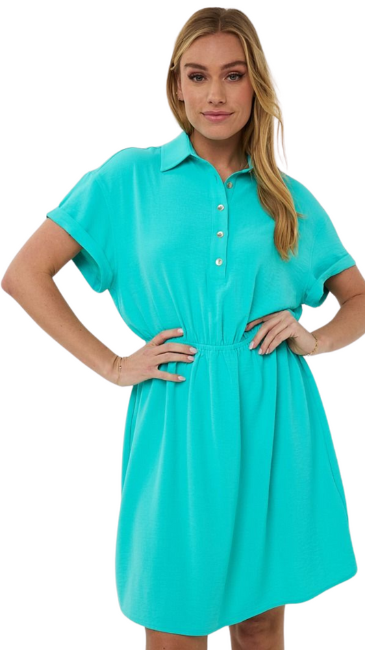 Collared Gathered Waist Crinkle Dress. Style ESQHS2510217