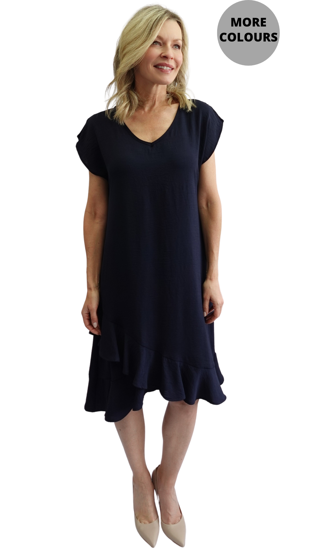 Ruffled Hem Cap Sleeve Dress. Style SW207600