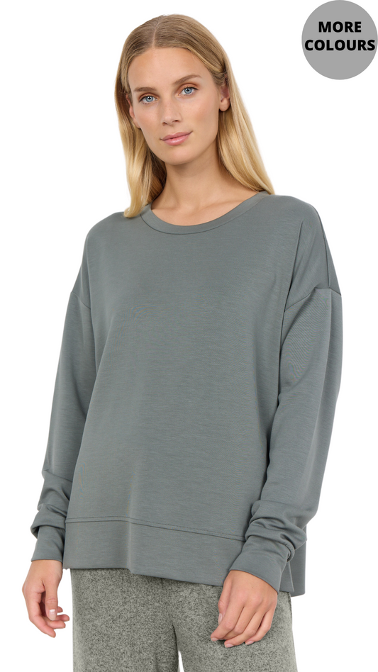 Soft Modal Side Slit Sweatshirt. Style SOYA4S26426