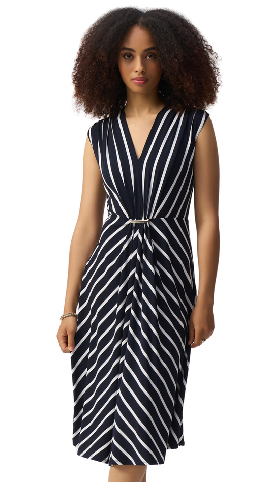 Silky Knit Stripe Fit & Flare Dress. Style JR251295