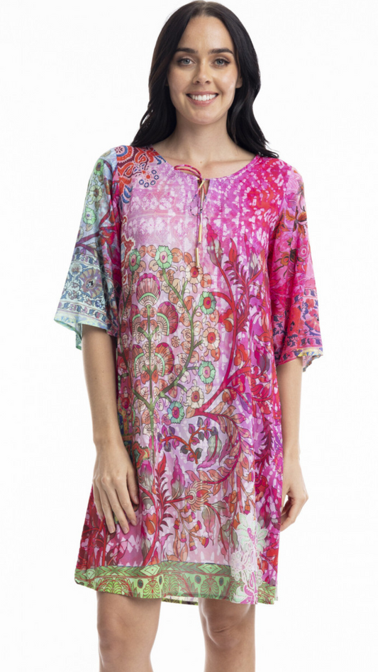 Digital Rambagh Bell Sleeve Dress. Style ORI71486