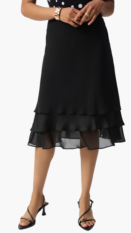 Layered Chiffon & Satin A-Line Skirt. Style JR251020