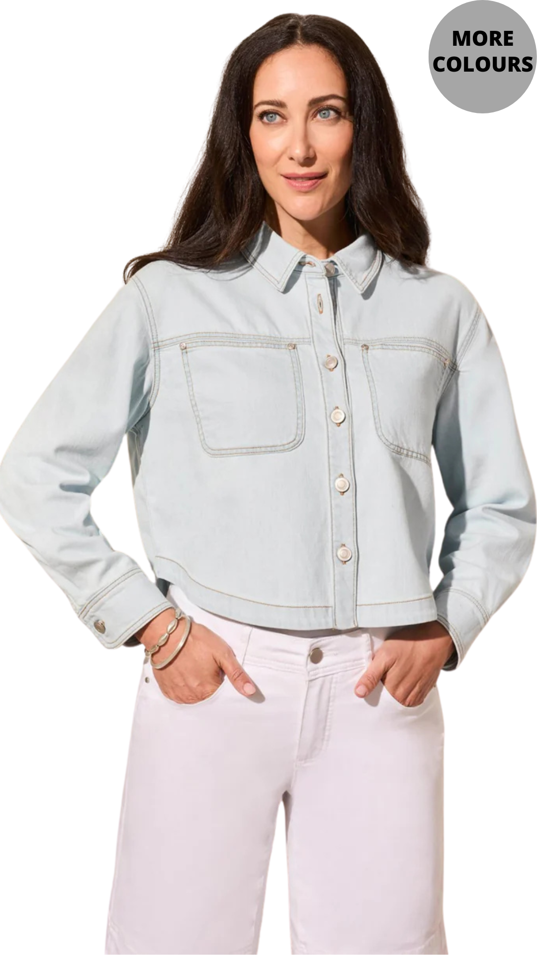 Light Denim Boxy Cropped Top. Style TR5743O-4984