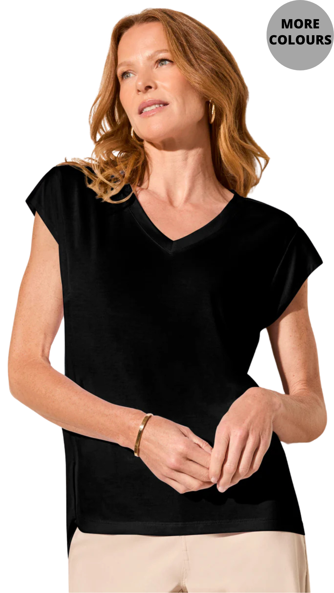 Cap Sleeve V-Neck Top. Style TR2034O-2891