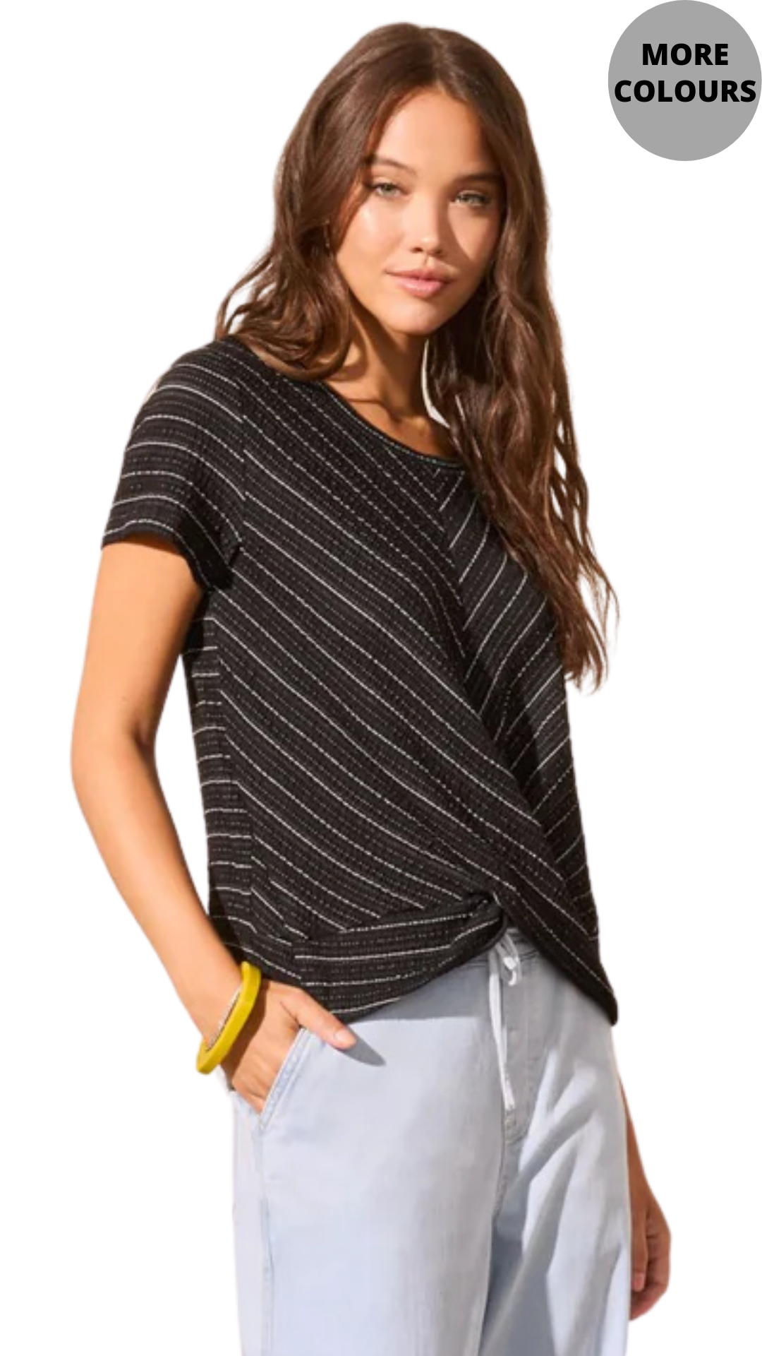 Textured Front Knot Crew Neck Top. Style TR5736O-5232