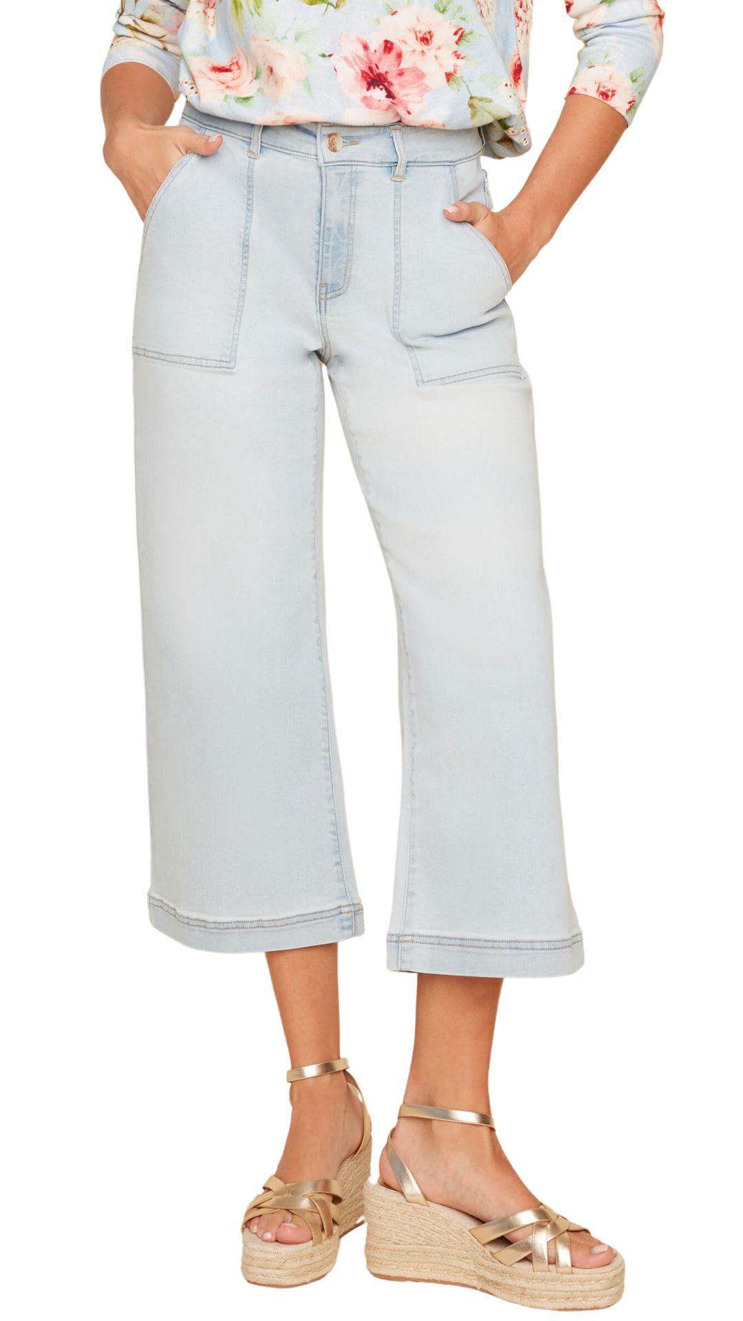 Wide Leg Denim Crop. Style REN11001D-E2141