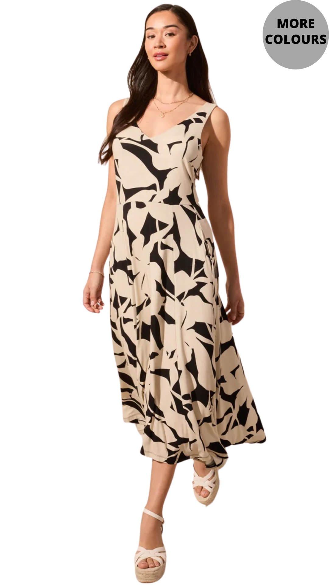 Sleeveless Printed High Low Midi Dress. Style TR1677O-3457