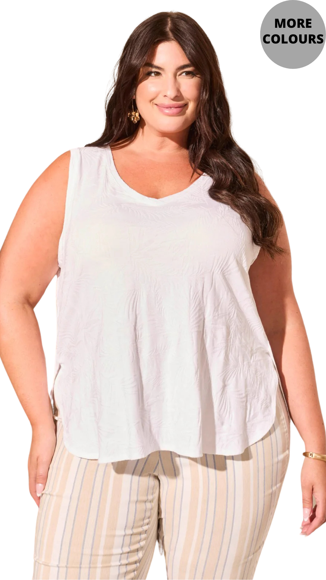 Foliage Jacquard Knit V-Neck Tank. Style TR1810V-3936