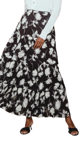 Black & White Layered Ruffles Maxi Skirt. Style ALSA43332