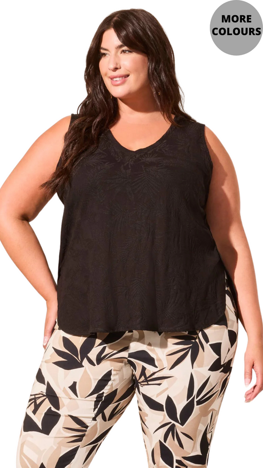 Foliage Jacquard Knit V-Neck Tank. Style TR1810V-3936