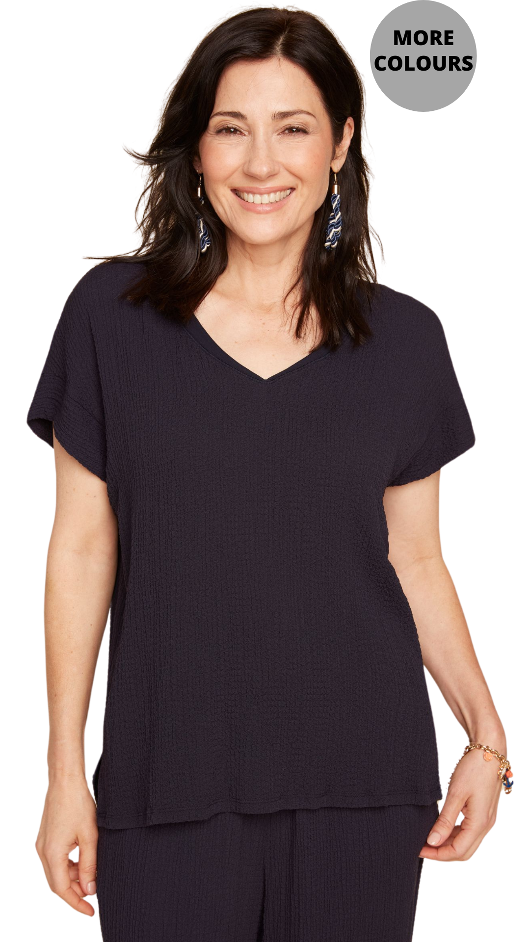 Textured Crepe Stretch Top. Style RENR7790-54K