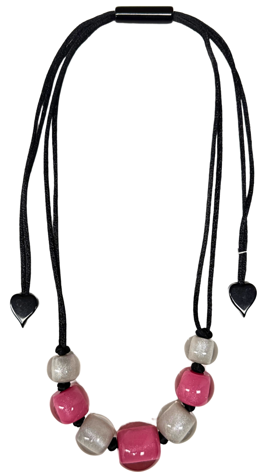 Colourful Beads Collection - Pink & Silver Resin Bead Necklace. Style 40101210950Q07