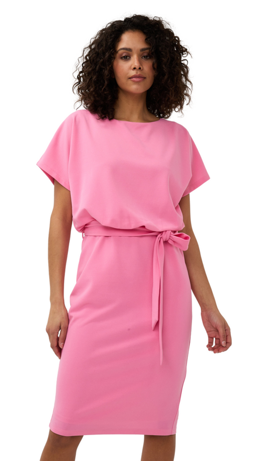 Boat Neck Tie Belt Dress. Style ESQSP2505011