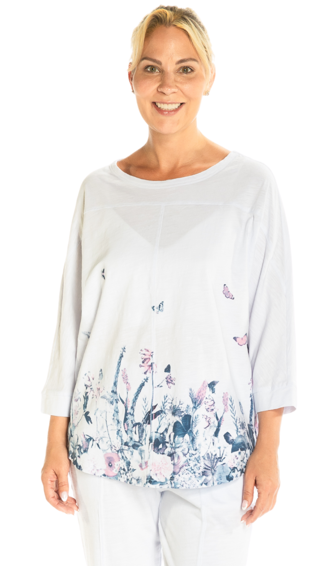 Seam Details Floral Print Hemline Top. Style WP1507