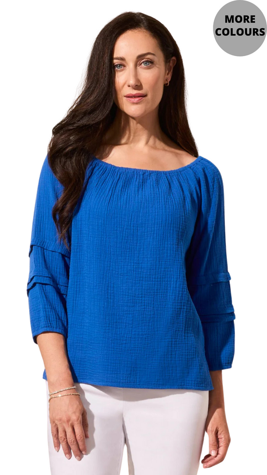 Cotton Gauze Off/On Shoulder Top. Style TR5728O-4555