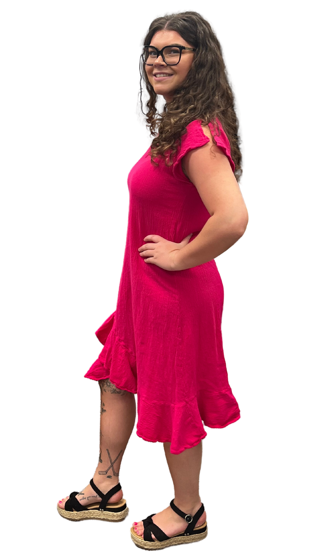Tantalo Flutter Sleeve Dress. Style DUN5013
