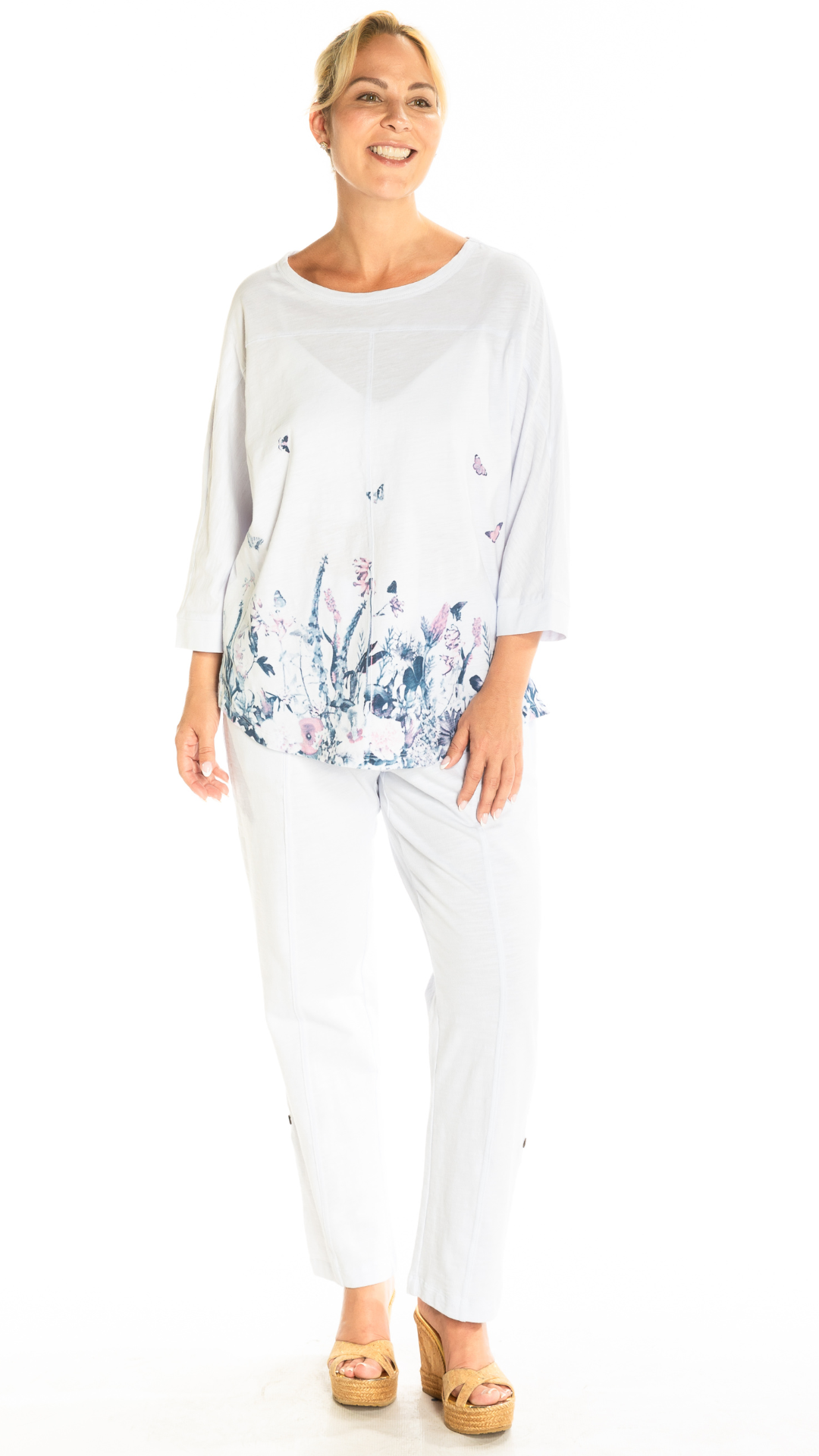 Seam Details Floral Print Hemline Top. Style WP1507