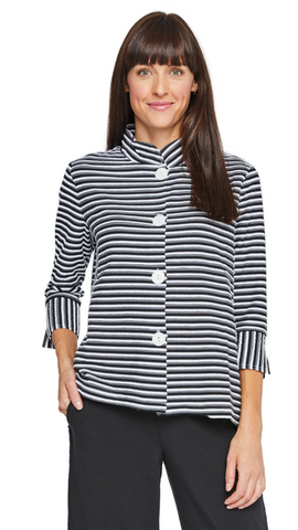 Textured Strip Button Up Jacket. Style NB12145