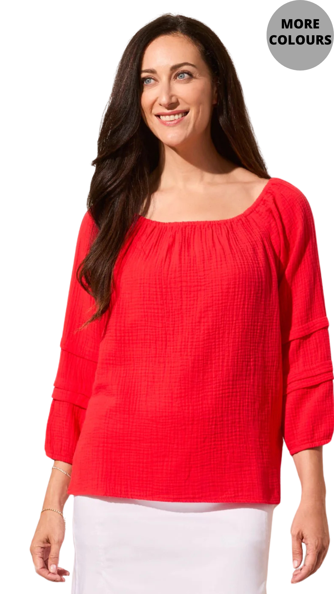 Cotton Gauze Off/On Shoulder Top. Style TR5728O-4555