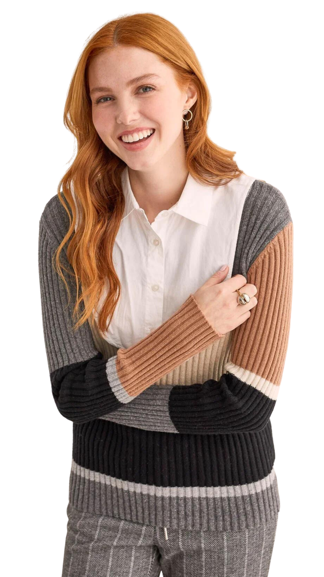 Button Up Fooler Collar in Black or White. Style TR1407O-3768