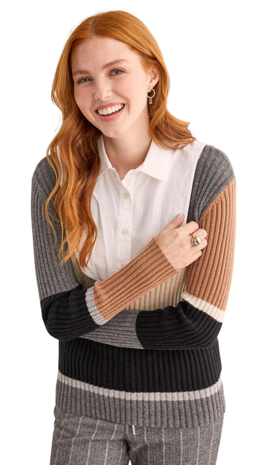 Button Up Fooler Collar in Black or White. Style TR1407O-3768