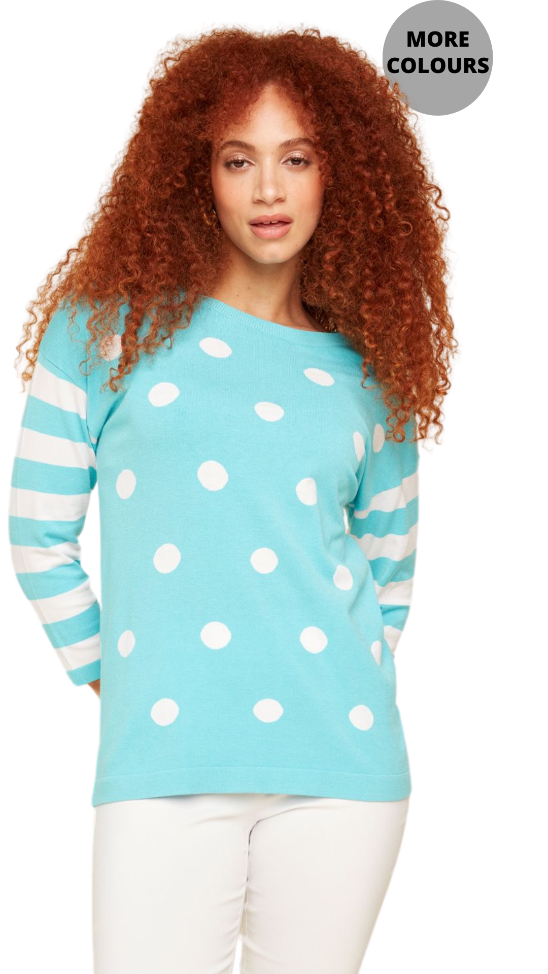 Striped & Polka Dot Lightweight Sweater. Style RENR6926-3956