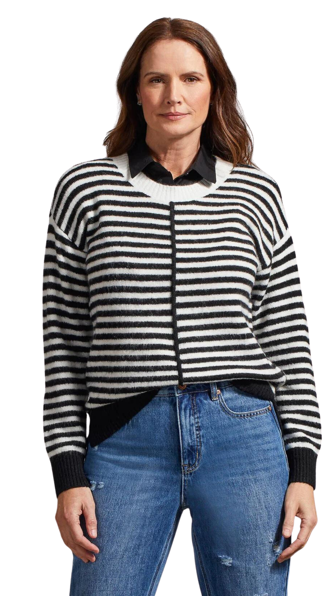Button Up Fooler Collar in Black or White. Style TR1407O-3768