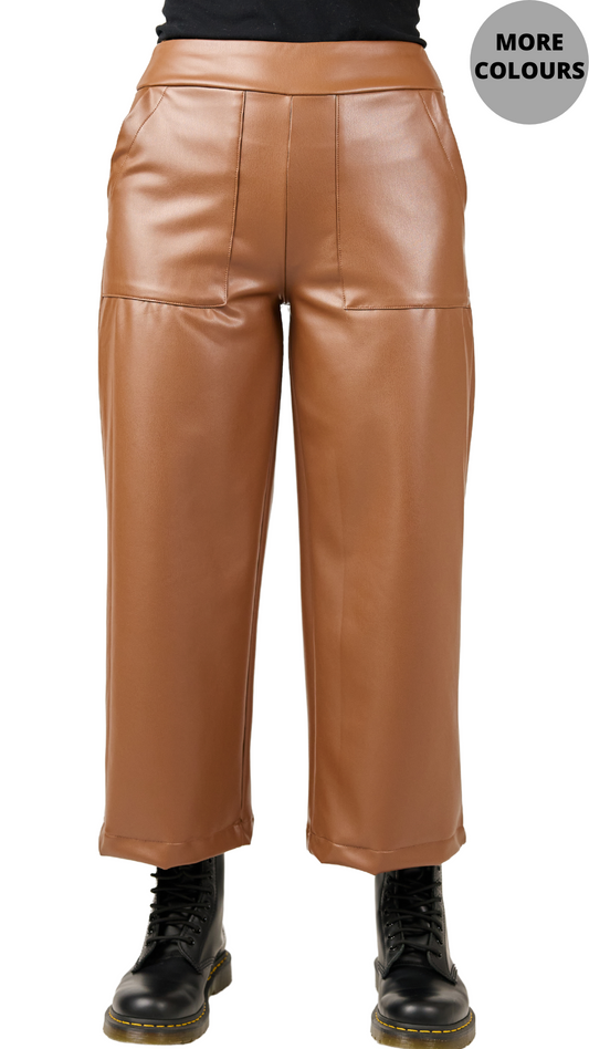 Lorena Faux Leather Cropped Bottoms. Style SHNP1346