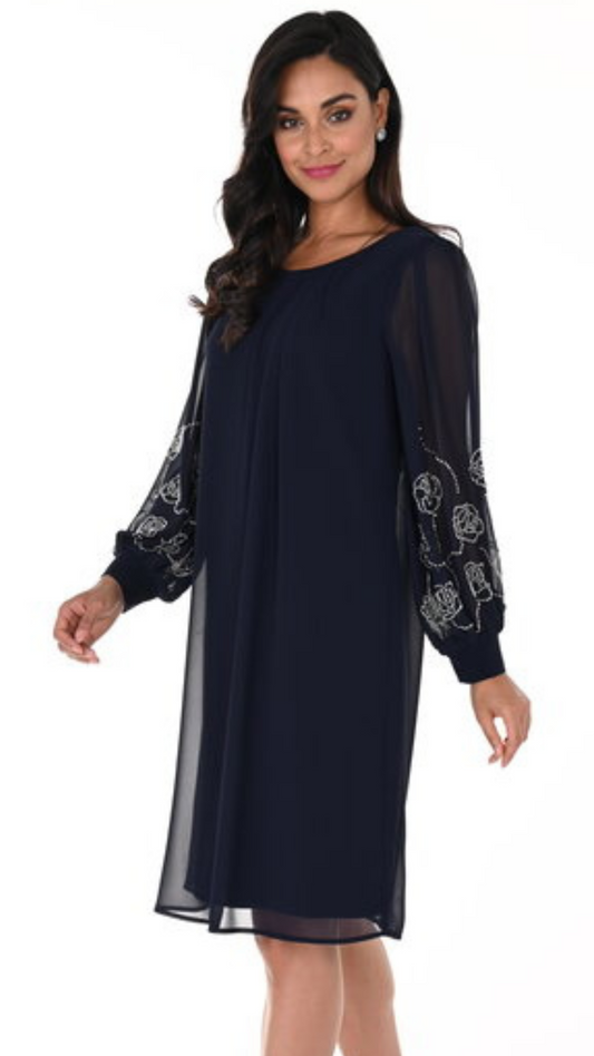 Chiffon Layer Beaded Sleeve Dress. Style FL248008