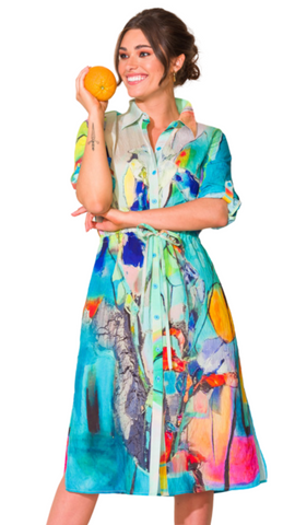 Multi Colour Drawstring Dress. Style ALSA43125