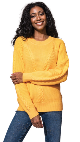 Cable Knit Sweater in Yellow. Style ALSA42125