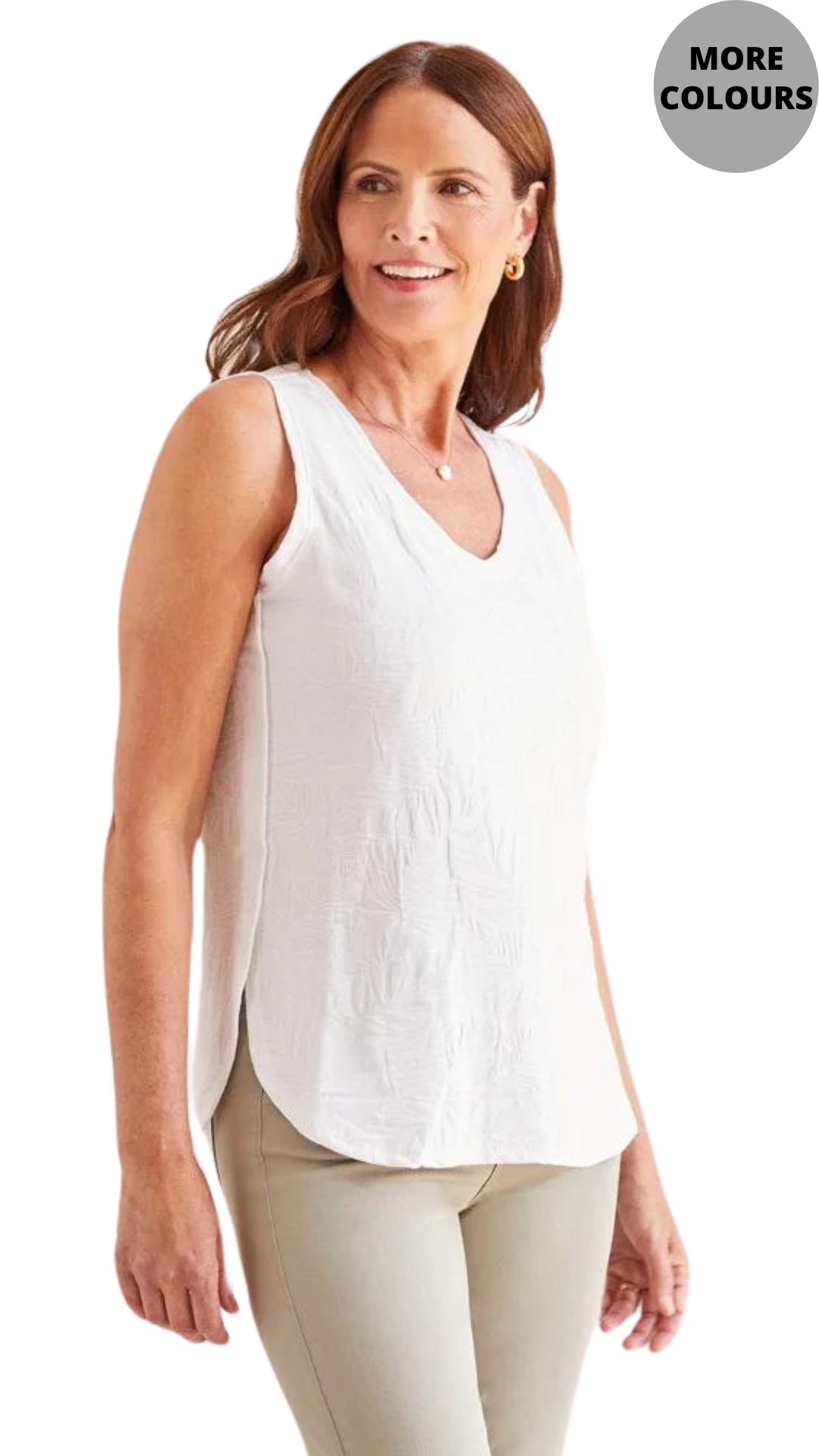 Tonal Printed Round Hem Tank. Style TR1810O-3936