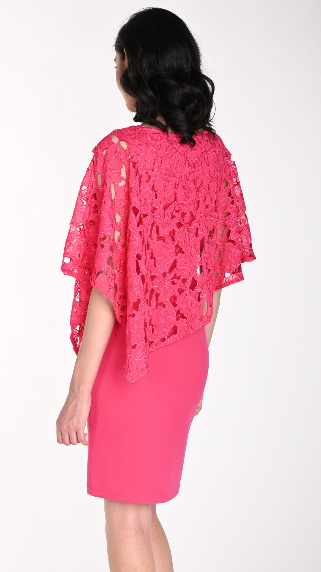 Embroidered Cape Overlay Dress. Style FL242132