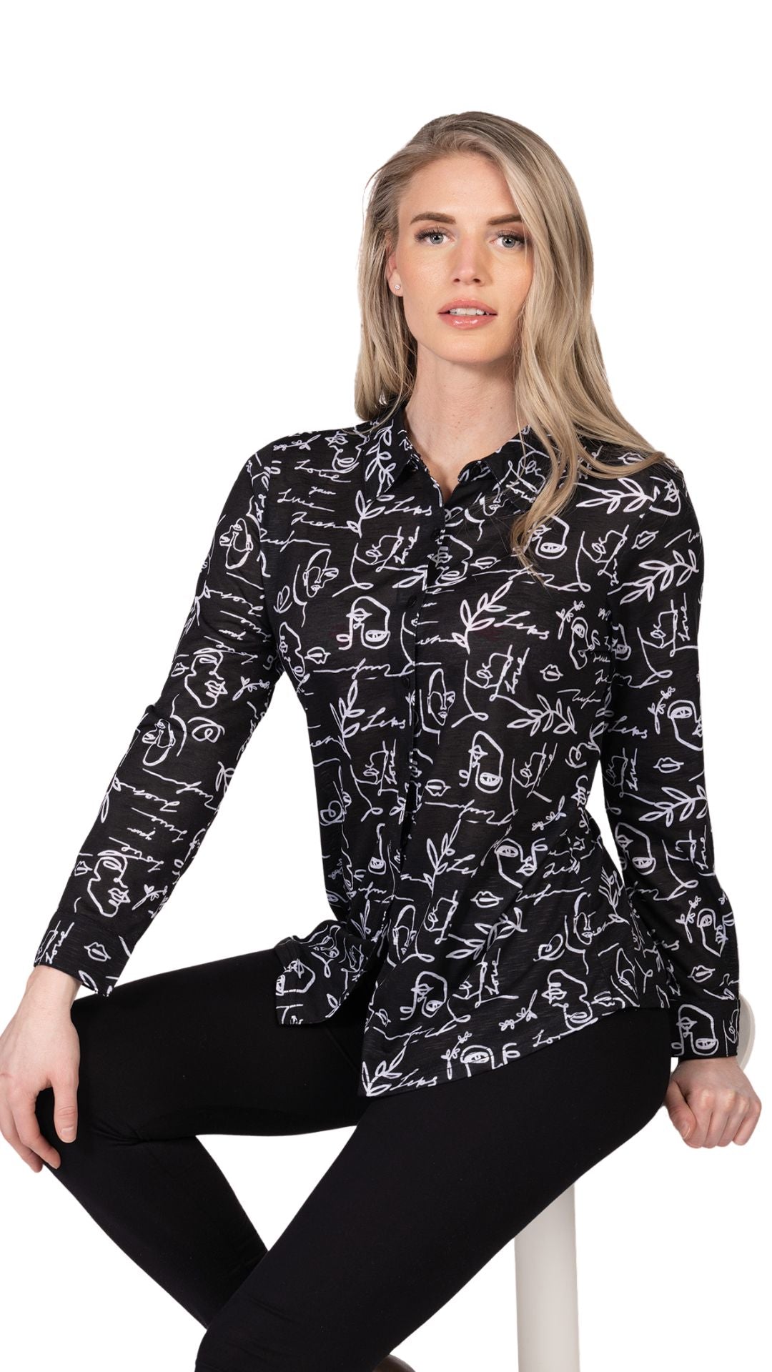 White Face Printed Blouse. Style VARV4895