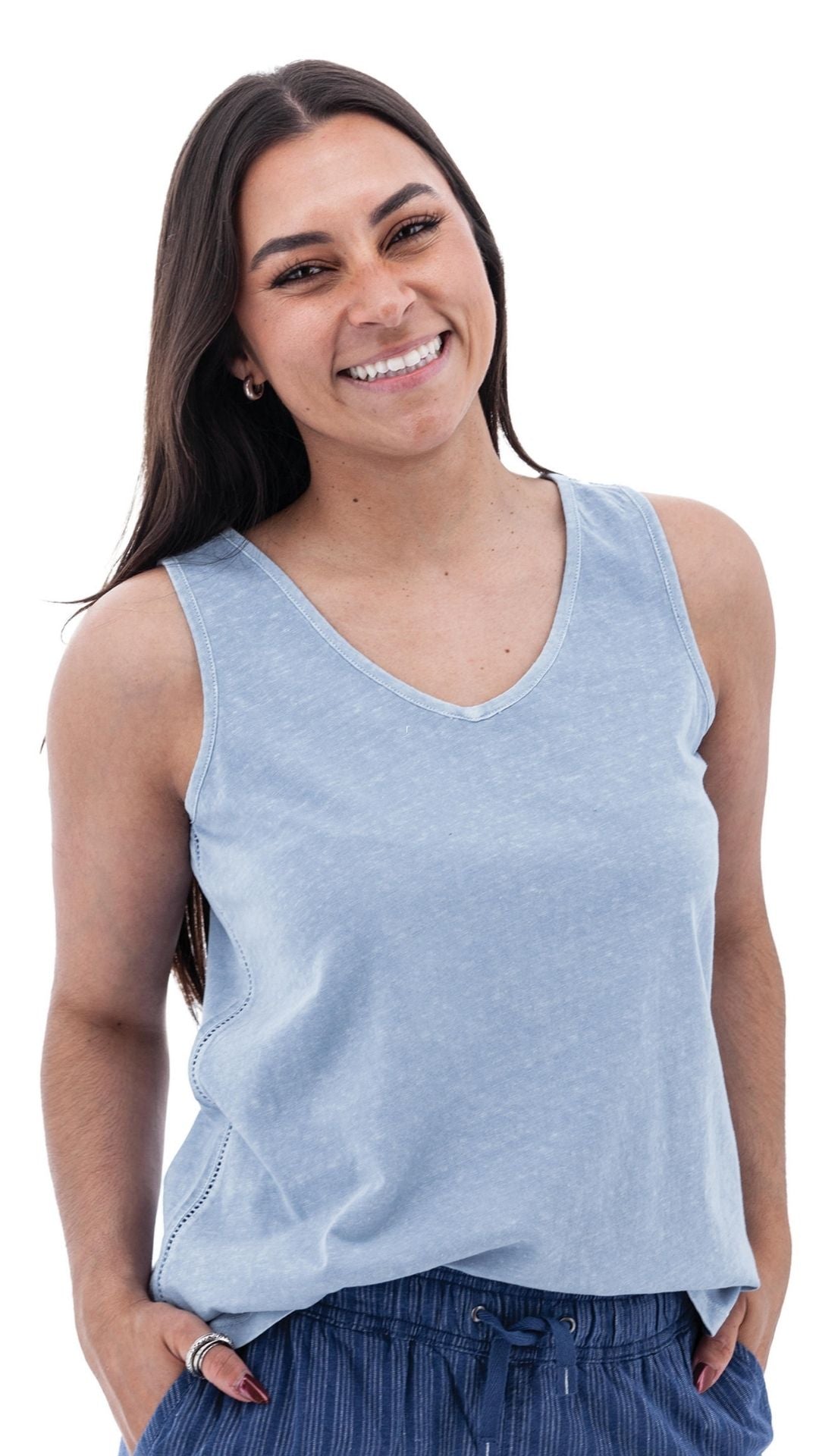 Simone V-Neck Tank Top. Style AVM169135