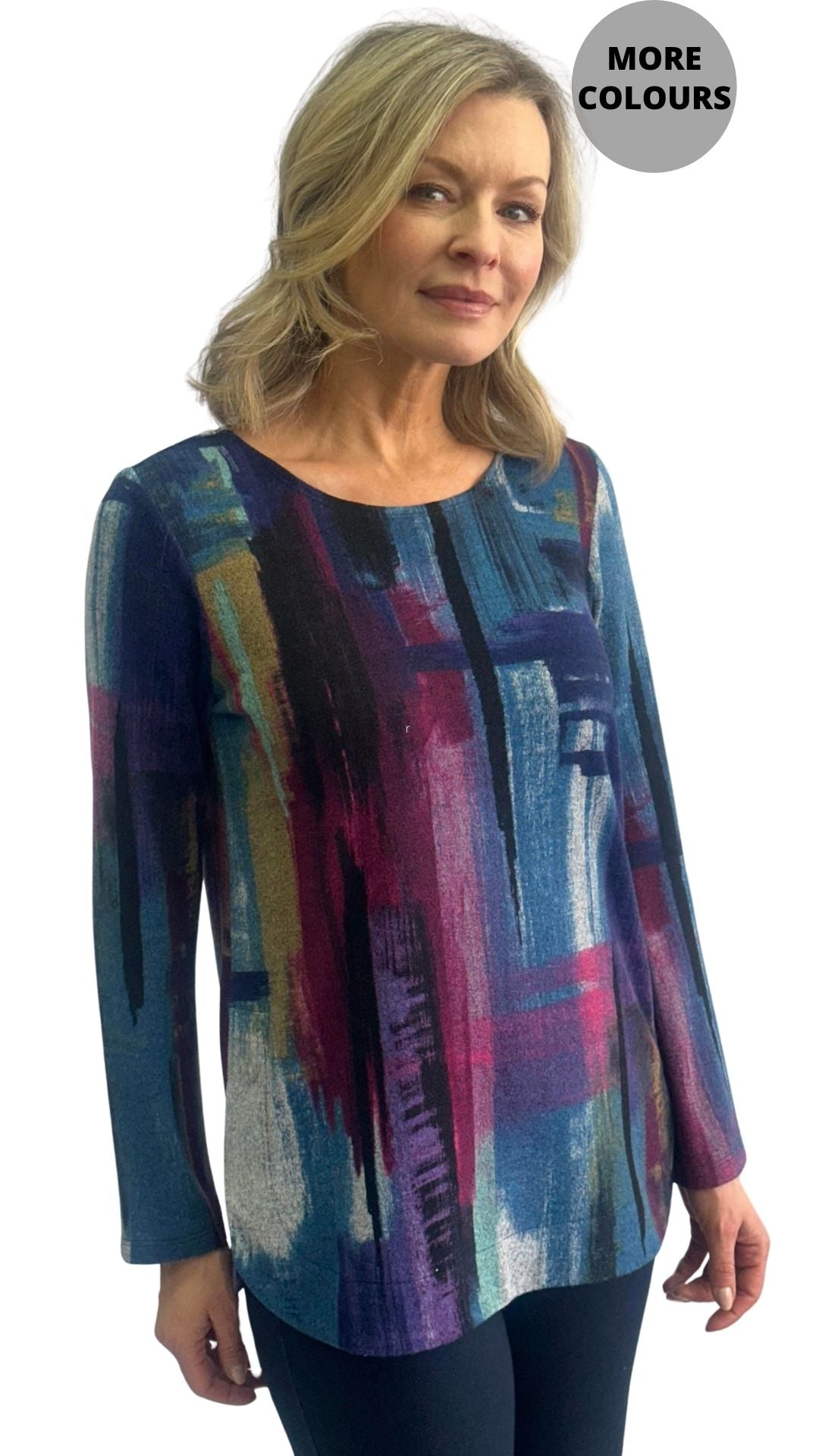 Petite Round Neck Long Sleeve Top. Style SW102330PA