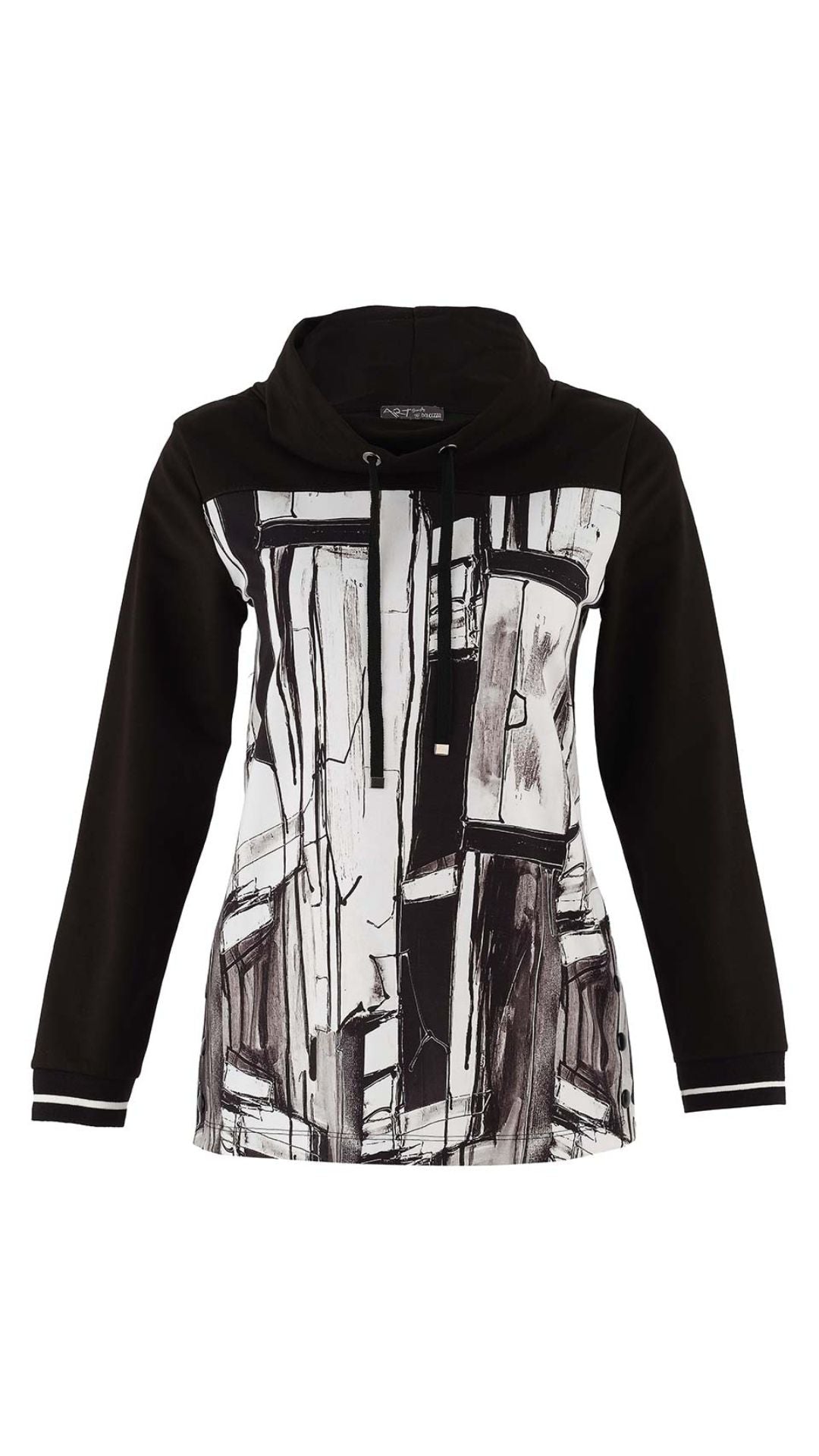 "Baisti" Artist Print Cowl Neck Long Sleeve Top. Style DOLC75633