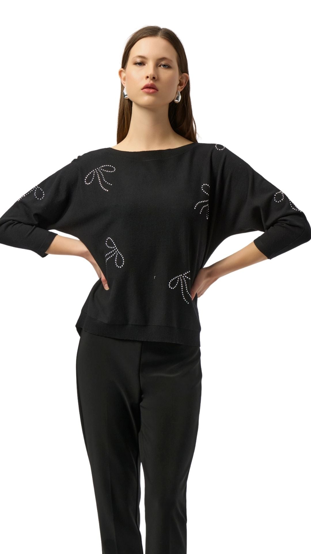 Knit Pullover Bow Detail Sweater. Style JR254950