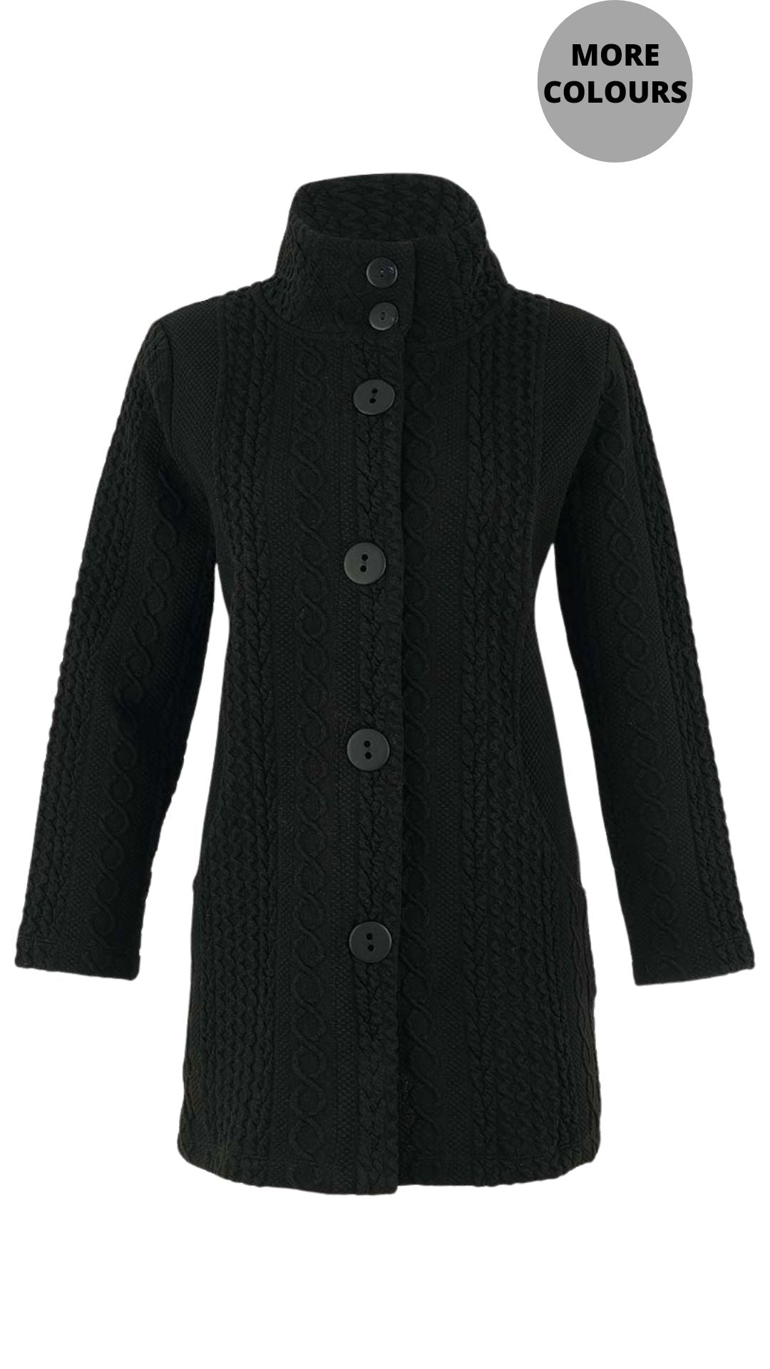 Button Front Cable Knit Jacket . Style DOLC75210