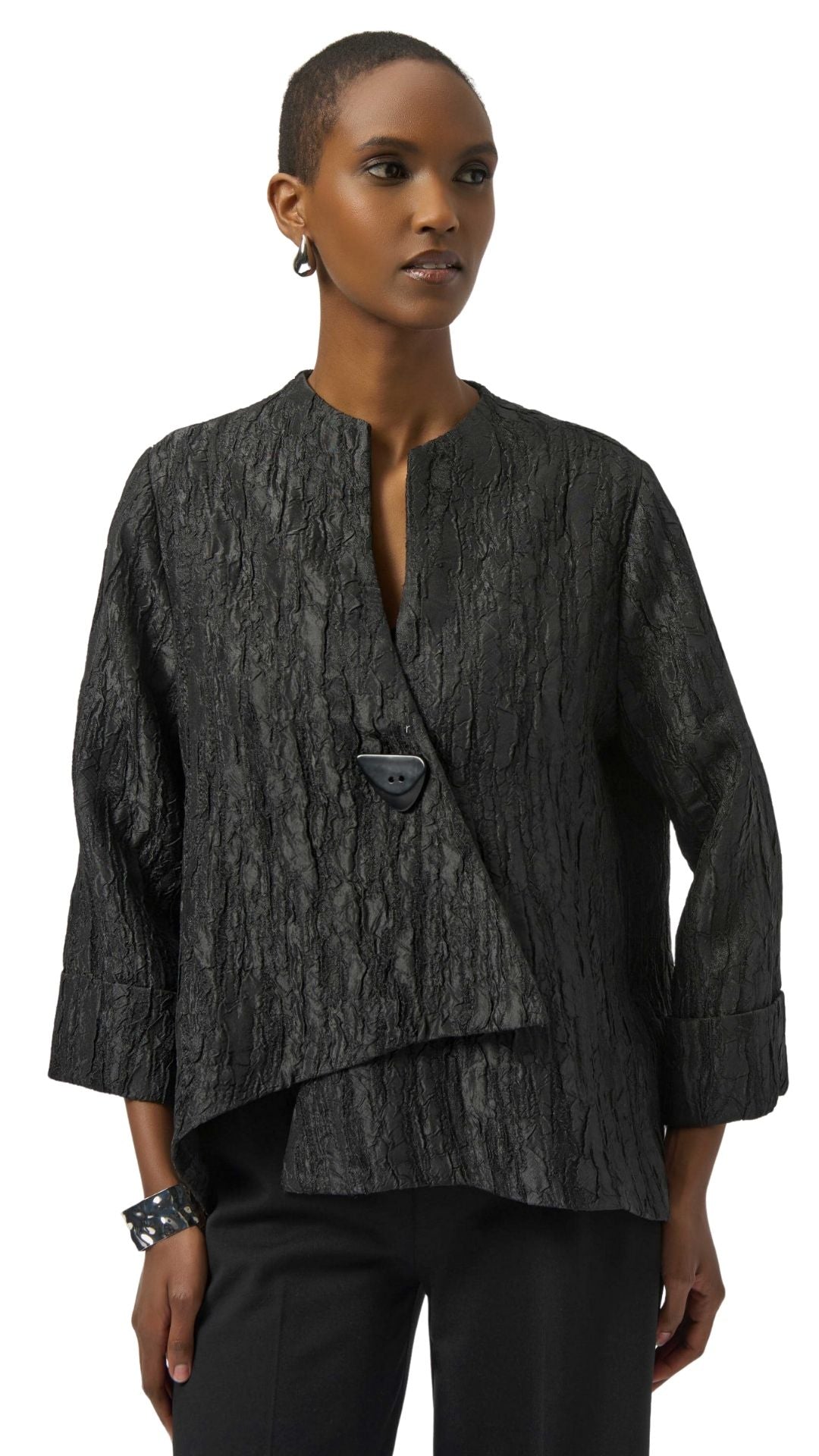 Textured Swing Button Detail Jacket. Style JR254196