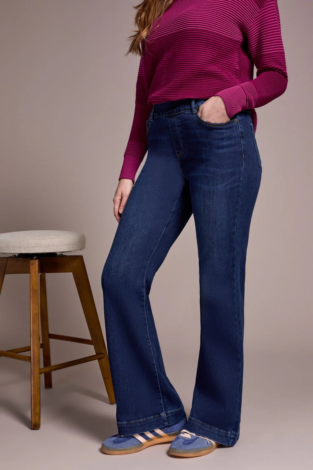 Audrey Pull-On Flare Elastic Waist Jean. Style TR5860O-5100