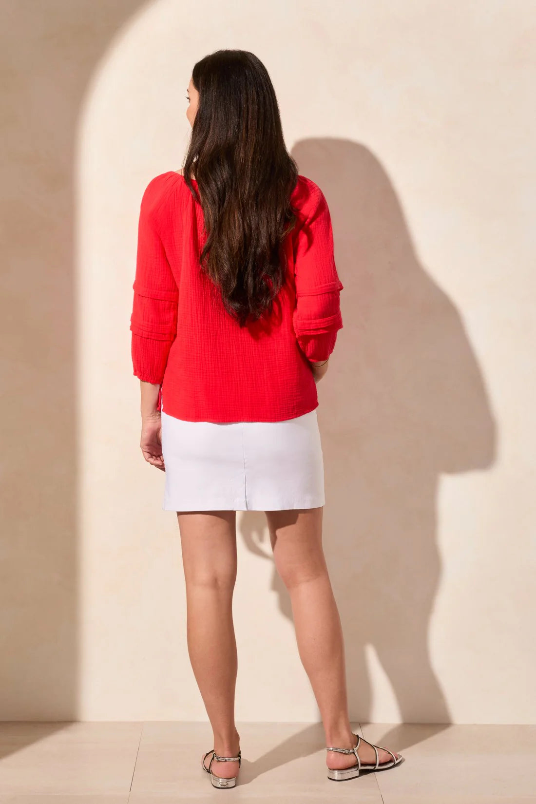 Cotton Gauze Off/On Shoulder Top. Style TR5728O-4555