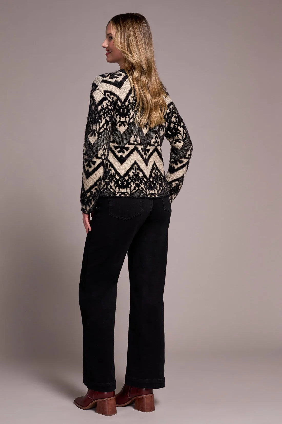 Double-Knit Eyelash Yarn Crew Neck Sweater. Style TR2357O-8341