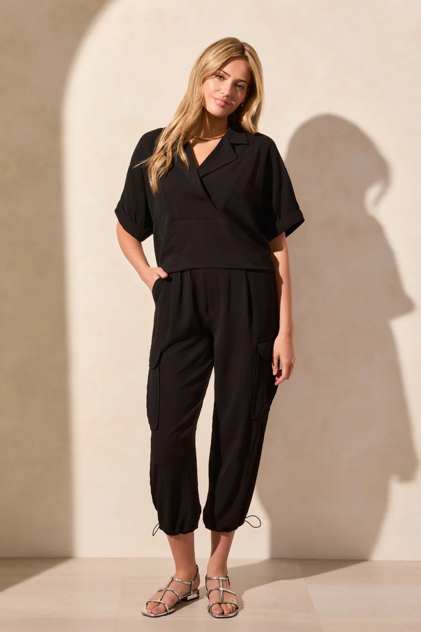 Lapel Collar Short Sleeve Top. Style TR5739O-4835