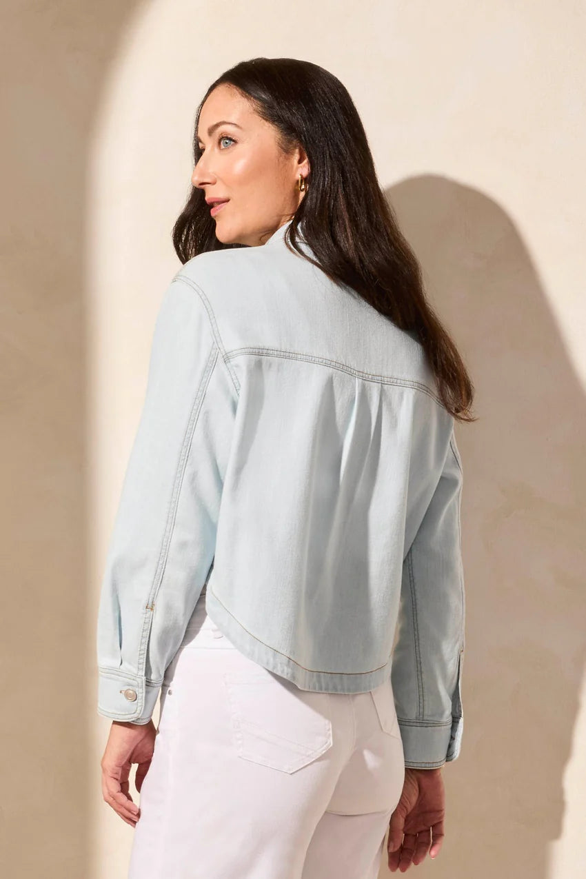 Light Denim Boxy Cropped Top. Style TR5743O-4984