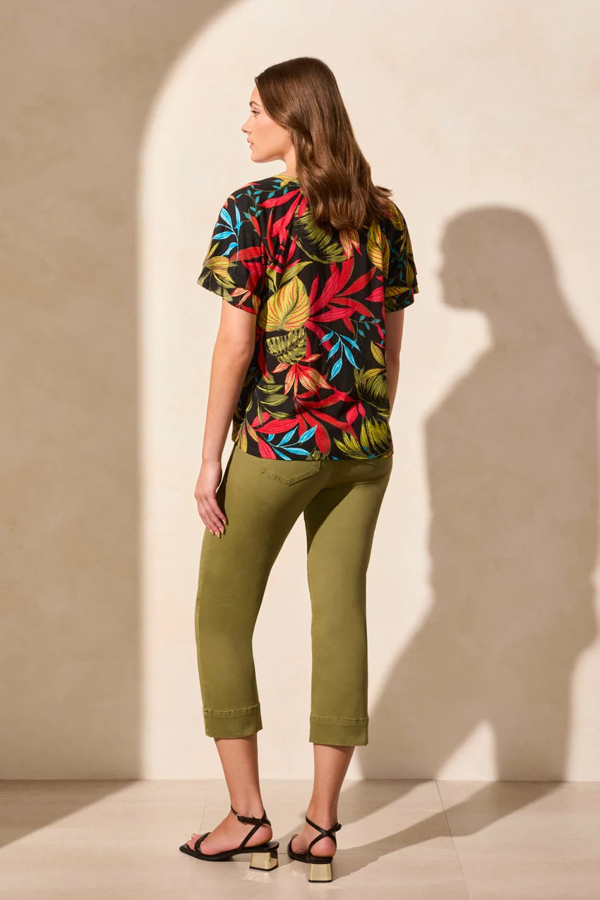 Linen Blend Ruffled Sleeve Top. Style TR2029O-1557
