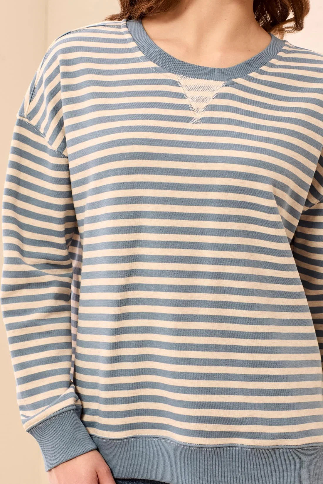 Long Sleeve Crew Neck Drop Shoulder Knit Top. Style TR2487O-8509