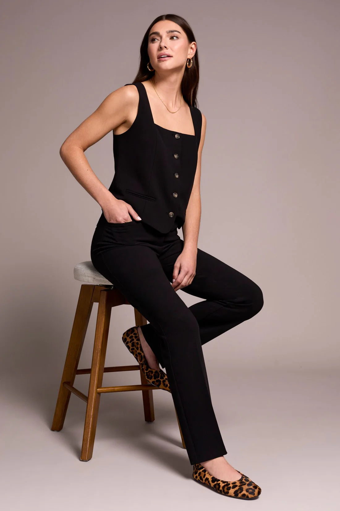 Classic Black Fly Front Trouser. Style TR2400O-8150
