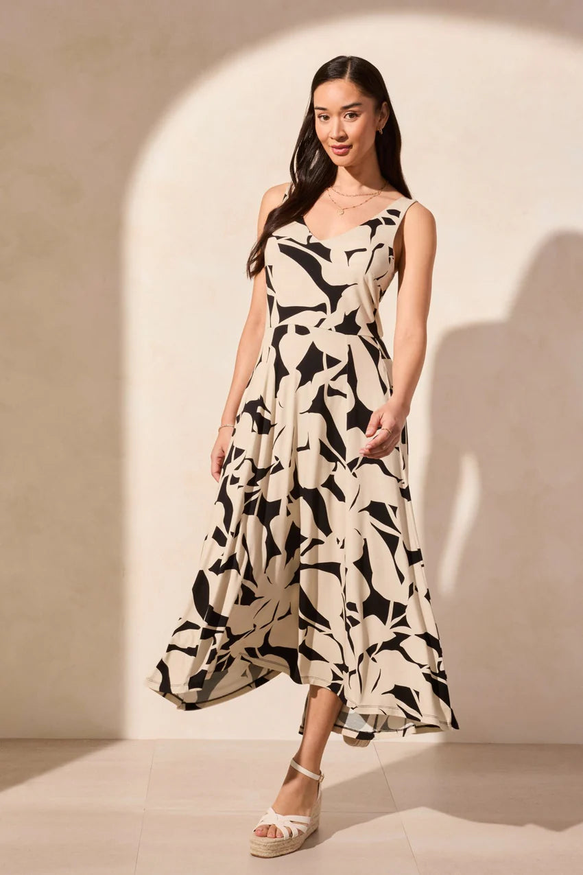 Sleeveless Printed High Low Midi Dress. Style TR1677O-3457